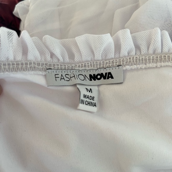 White Ruched & Ruffled Skirt Set by Fashion Nova - Picture 11 of 12